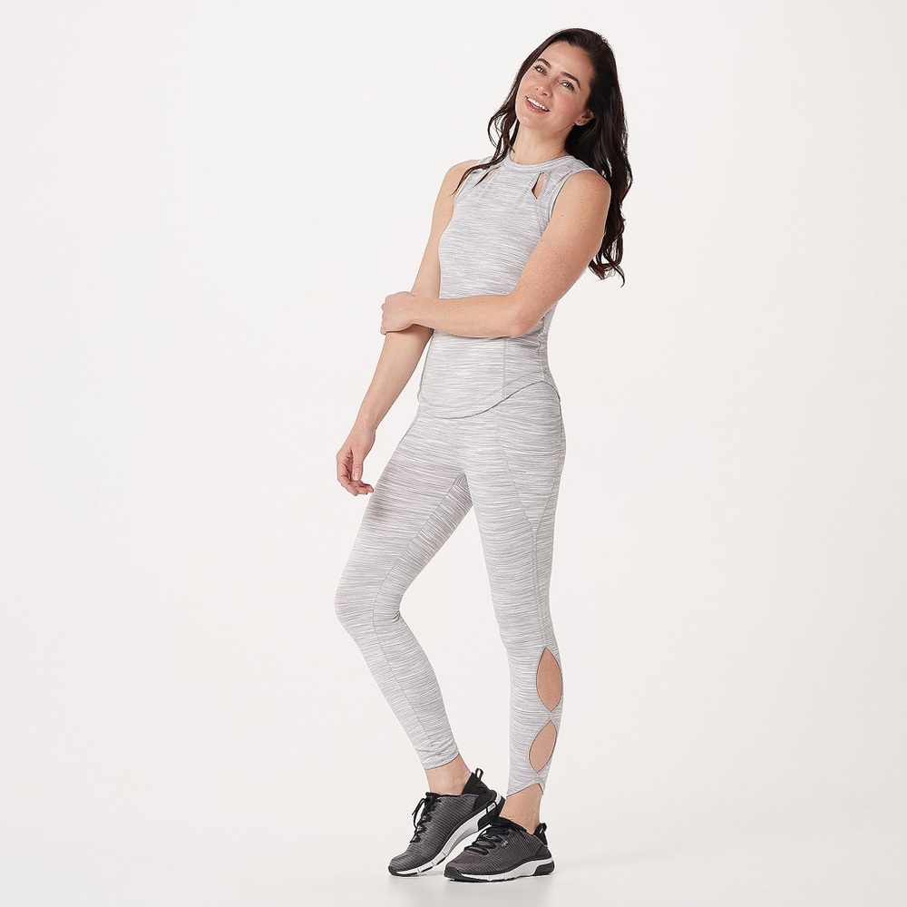 zuda Spacedye Knit Tank with Seaming Detail GRAY MULTI - Picture 3 of 5